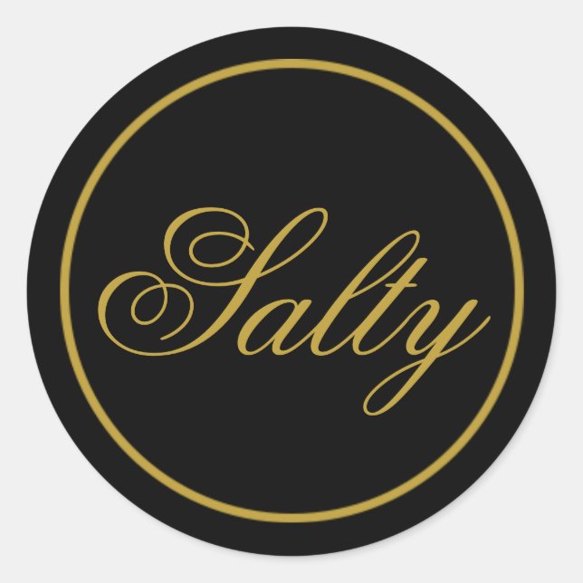 Redonda pegatina Boda "Salty" - Oro Negro (Anverso)