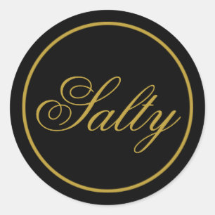 Redonda pegatina Boda "Salty" - Oro Negro