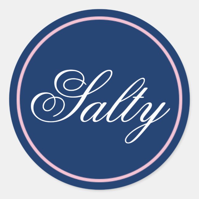 Redonda pegatina Boda "Salty" - Rubor Pink/Navy (Anverso)