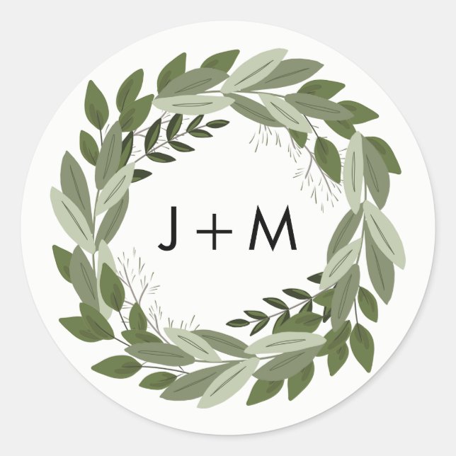 Redonda Pegatina boda Sprigs (Anverso)