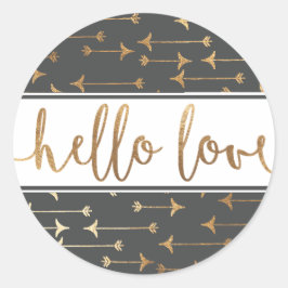 Redonda PEGATINA | Boho Gold Arrow Moda moderna Nacimiento