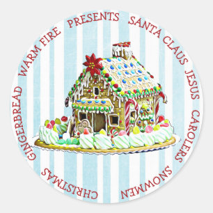 Redonda Pegatina Bonito de Gingerbread House Navidades