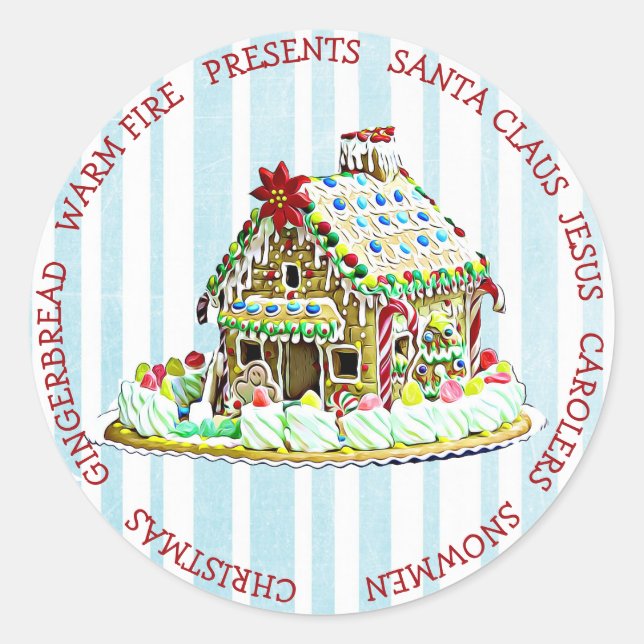 Redonda Pegatina Bonito de Gingerbread House Navidades (Anverso)