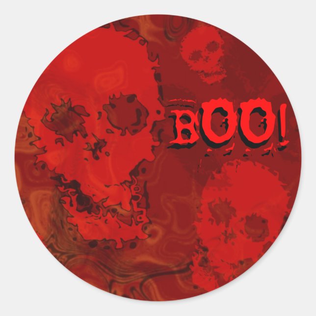 Redonda Pegatina 'BOO!' de Skull Specters (Anverso)