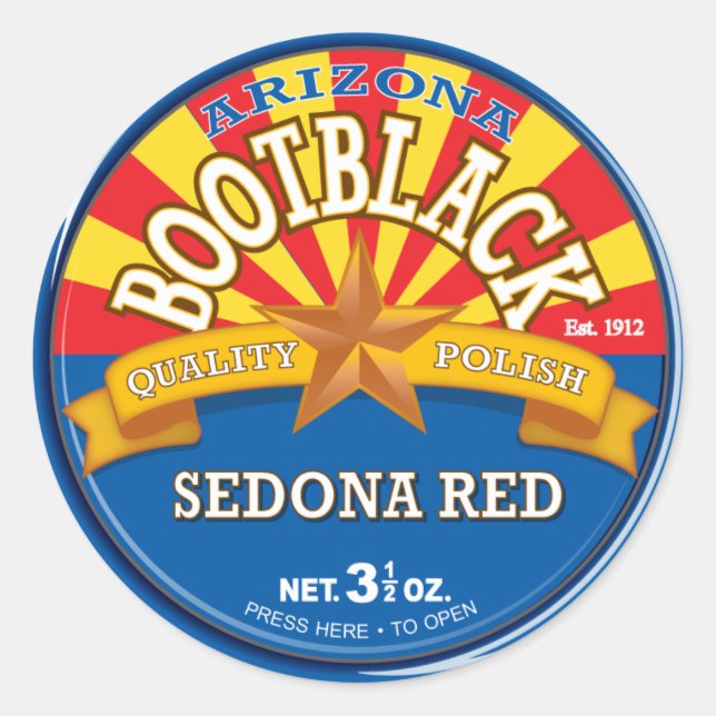 Redonda Pegatina Bootblack de Arizona (Anverso)
