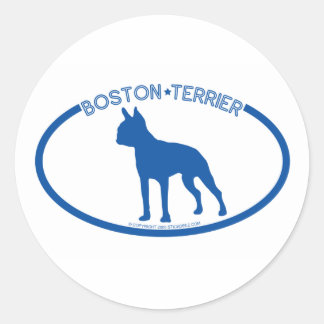 Redonda Pegatina Boston Terrier Silhouette