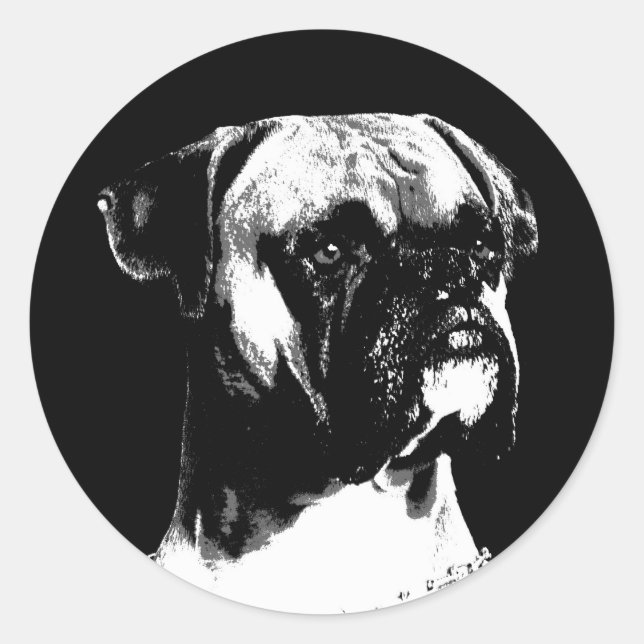 Redonda Pegatina Boxer (Anverso)