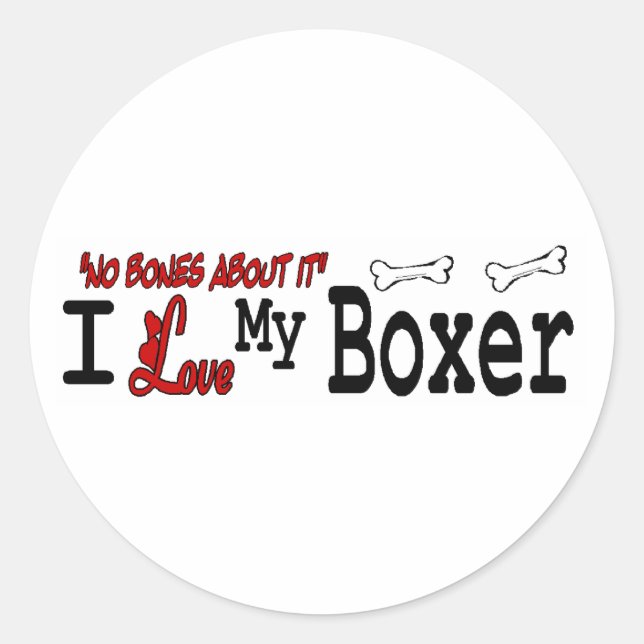 Redonda Pegatina Boxer (I Love) (Anverso)