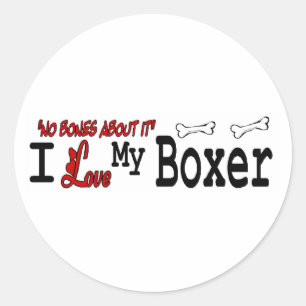 Redonda Pegatina Boxer (I Love)
