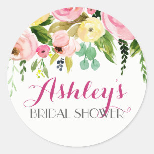 Redonda Pegatina Bridal Shower Bridal Flower Bridal