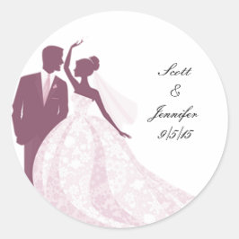 Redonda Pegatina Bride y Groom