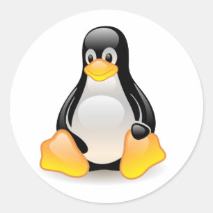 Redonda Pegatina brillante del pingüino de Tux Linux