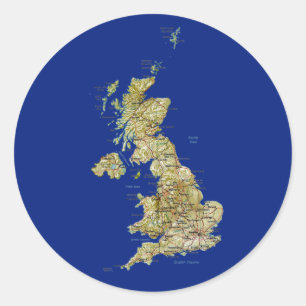 Redonda Pegatina BRITÁNICO del mapa