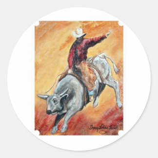 Redonda Pegatina Bull and Rider