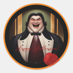 Redonda Pegatina Buxom Count Dracula Halloween