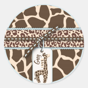 Redonda Pegatina C del muchacho del safari