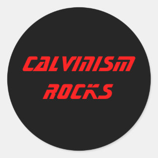 REDONDA PEGATINA CALVINISM ROCKS