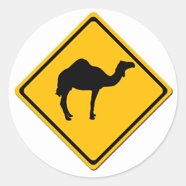Redonda Pegatina Camel Crossing (Anverso)