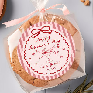 Redonda Pegatina caprichosa de Feliz Día de Galentines en 