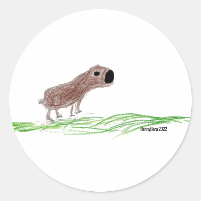 Redonda Pegatina Capybara (Anverso)