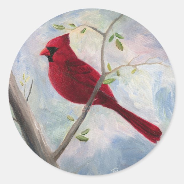 Redonda pegatina cardinal (Anverso)