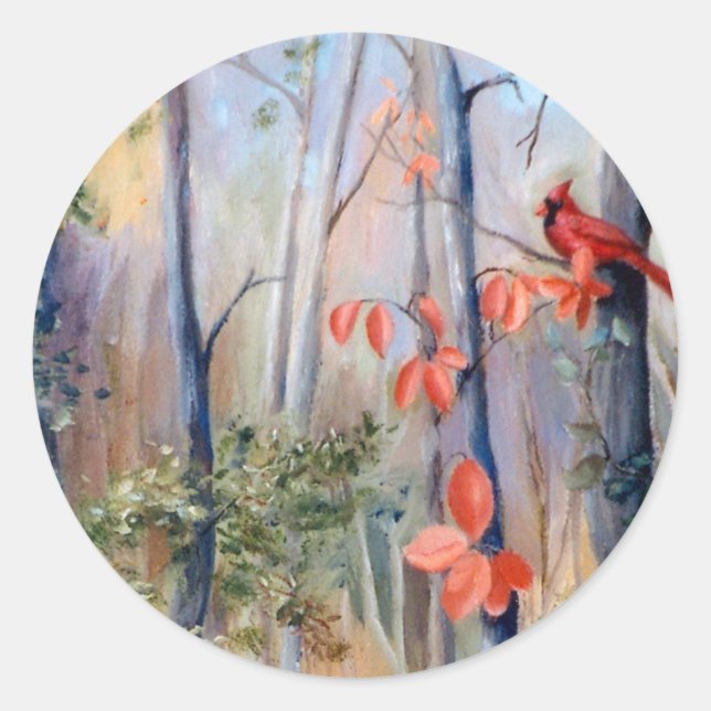 Redonda Pegatina cardinal de la trayectoria de Naturas (Anverso)