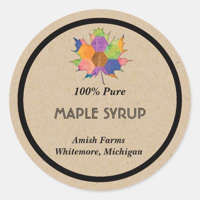 Redonda Pegatina casero de jarabe de arce (Anverso)