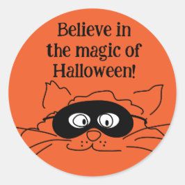Redonda Pegatina Cat de Halloween