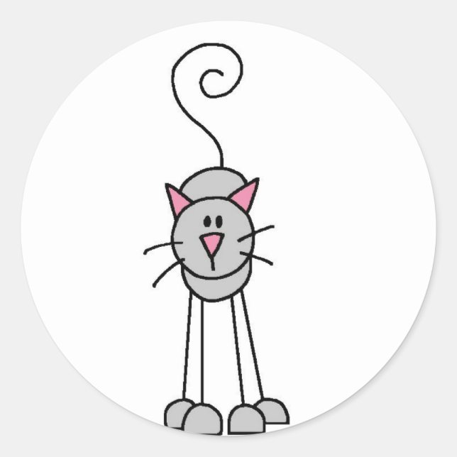Redonda Pegatina Cats Stick Figures (Anverso)