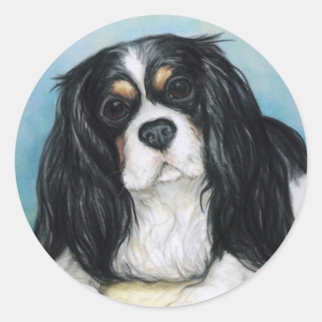 Redonda Pegatina Cavalier King Charles Spaniel (Anverso)
