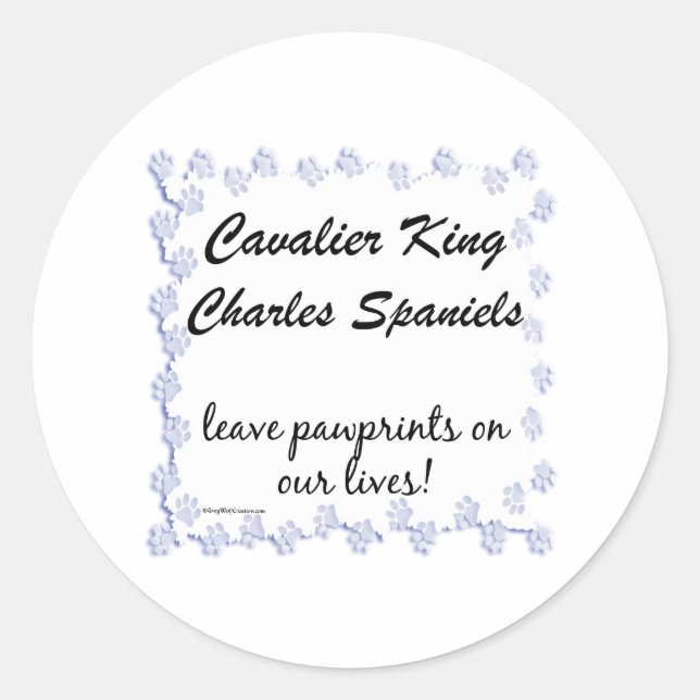 Redonda Pegatina Cavalier Pawprints (Anverso)