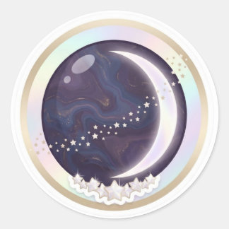 Redonda Pegatina Celestial Luna Crecente