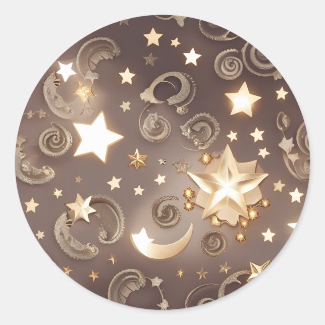 Redonda Pegatina – Celestial Oro Champán de Lujo (Anverso)