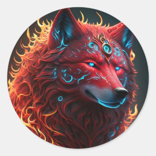 Redonda Pegatina Celtic Red Wolf Square
