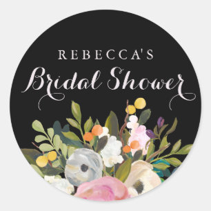 Redonda Pegatina Chalkboard Spring Floral Bridal Shower