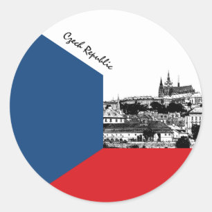 Redonda Pegatina checa, patriótica, Praga, bandera checa