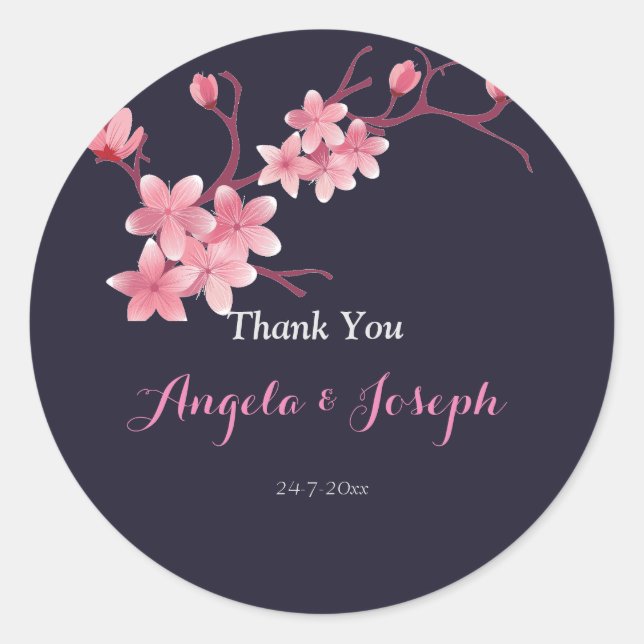 Redonda Pegatina Cherry Blossom (Anverso)