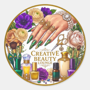 Redonda Pegatina Chic Polish Luxury Vibe 💅✨💎