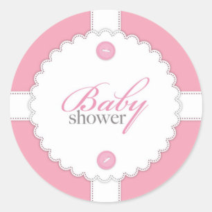 Redonda Pegatina Chica de Baby Shower Dantel