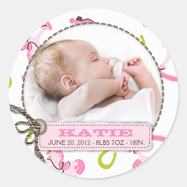 Redonda Pegatina Chica de caballos de Rockefeller R (Anverso)