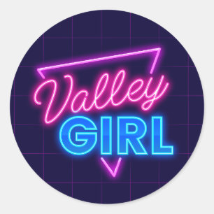 Redonda Pegatina Chica de Neon Valley