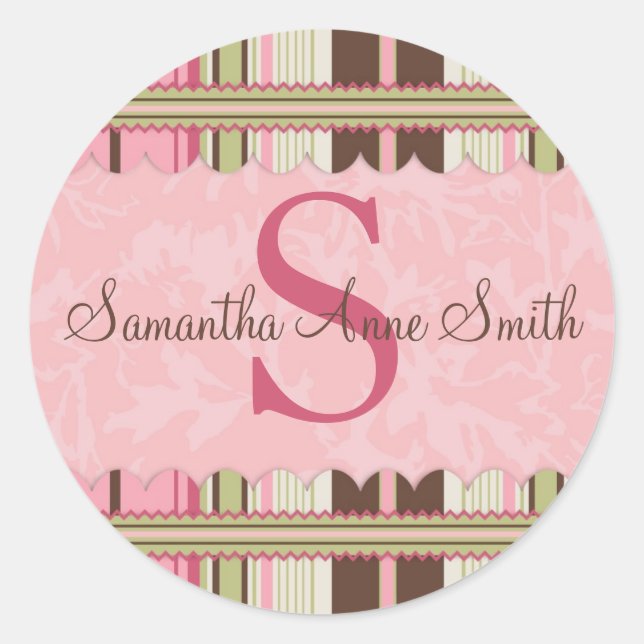 Redonda Pegatina Chica Monograma (Anverso)