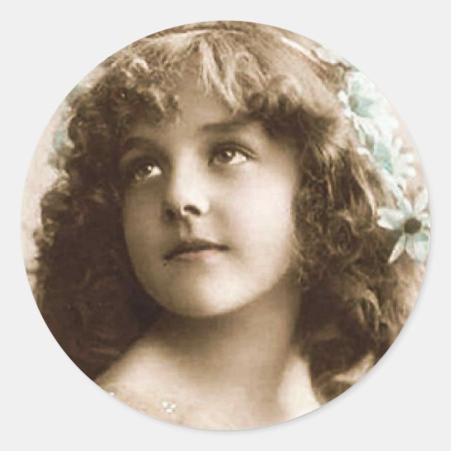 Redonda pegatina Chica vintage (Anverso)