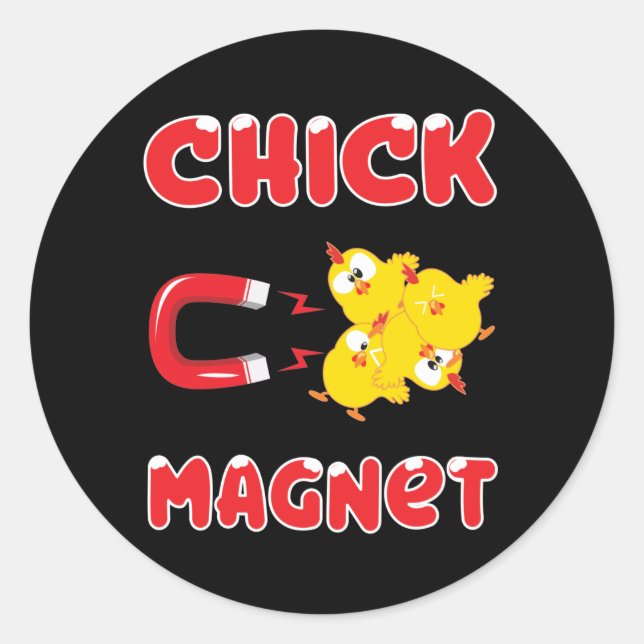 Redonda Pegatina Chick Magnet (Anverso)