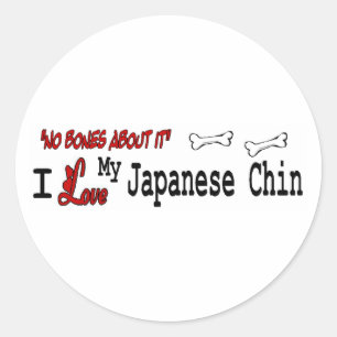 Redonda Pegatina Chin japonés (yo amo)