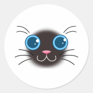 Redonda Pegatina chito de gato siamés
