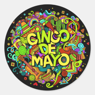 Redonda Pegatina Cinco de Mayo