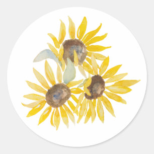 Redonda Pegatina Circle Sunflower