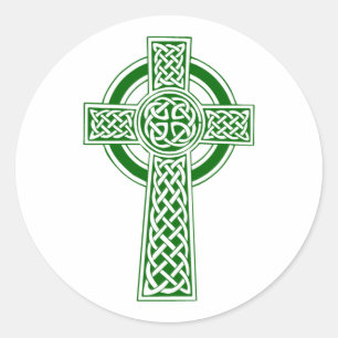 Redonda Pegatina circular de la Cruz Celta