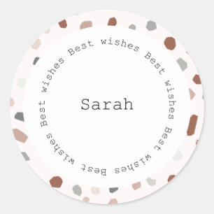 Redonda Pegatina Circular Personalizada - Terrazzo Moderno